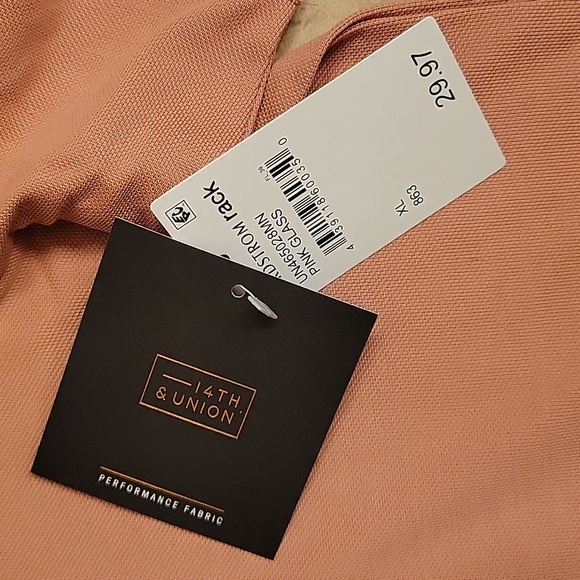 NWT New XL Extra Large 14th and Union Nordstrom Rack Polo Moisture Wicking Pink - Picture 3 of 3